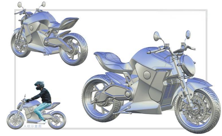 Provide sample electric motorcycle design